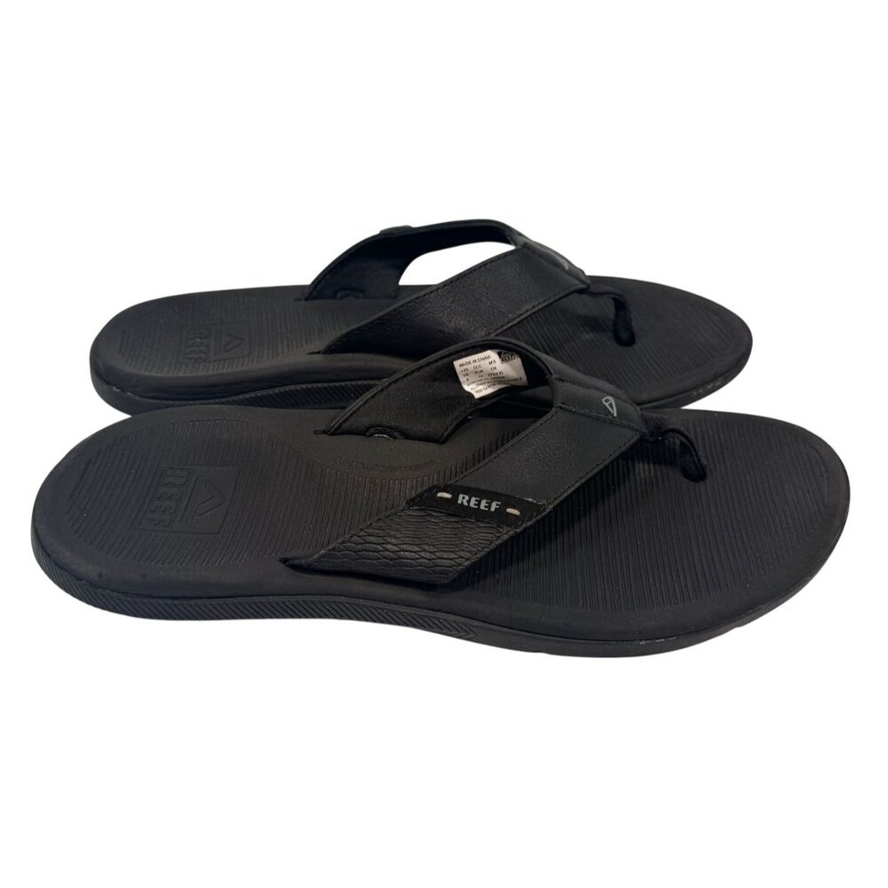 Reef Black Santa Anna Mens Flip Flops Sandals Size 9 Beach Casual Shoes - Picture 3 of 10